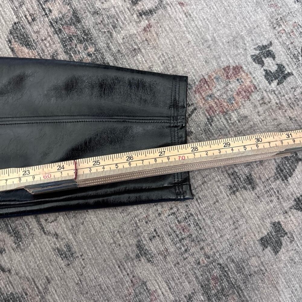 Spanx Size S Womens Leggings Faux Leather Patent High Waist Black Glossy Shine - Picture 5 of 5